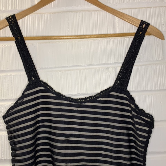 Free People Sheer Black Striped Dress Sweet Lace Details Nude Lining Small - Picture 7 of 13